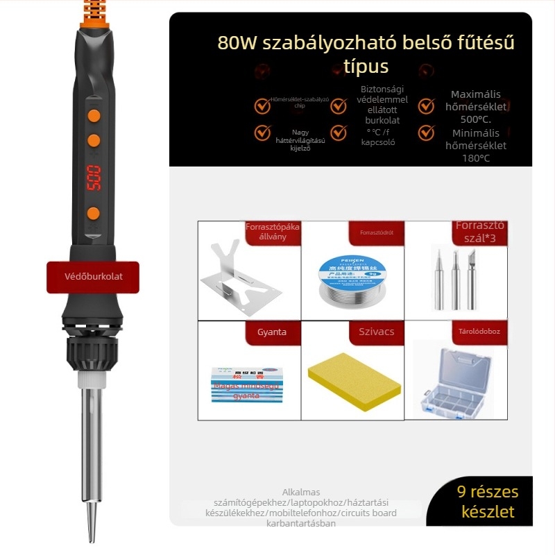 Elektronikus forrasztóvas kerámiás fűtőelemmel, 220V, professzionális minőség, forrasztáshoz, desolderinghoz és pirografiához