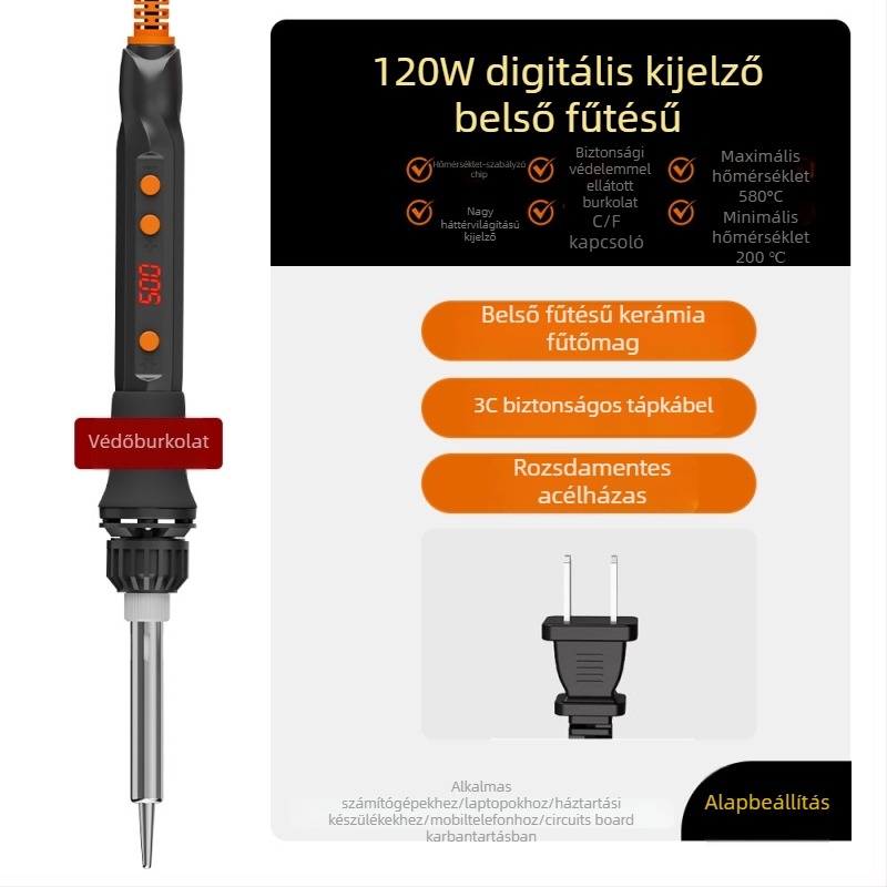 Elektronikus forrasztóvas kerámiás fűtőelemmel, 220V, professzionális minőség, forrasztáshoz, desolderinghoz és pirografiához