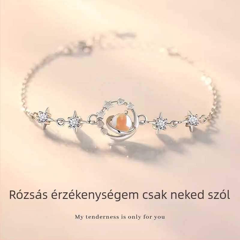 S925 ezüst Pluto karkötő nőknek – kővel kirakott, csillag motívum, Whale Xi