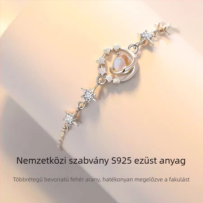 S925 ezüst Pluto karkötő nőknek – kővel kirakott, csillag motívum, Whale Xi