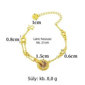 Női aranyozott réz karkötő gyémánt betétekkel, vintage stílusú irodalmi retro, elektroplatinálás, ideális évfordulós ajándék