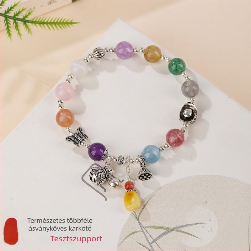 Kézzel készített DIY kristály karkötő, több kő, nőknek, irodalmi retro stílus
