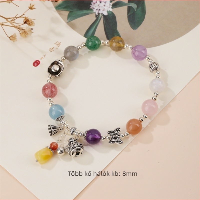Kézzel készített DIY kristály karkötő, több kő, nőknek, irodalmi retro stílus