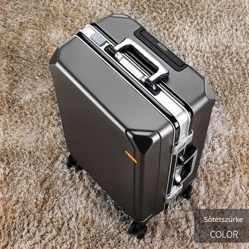 ABS anyagú utazótáska, cipzáras nyitás, USB töltőport, univerzális kerekek, tömeg 4 kg.