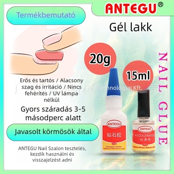 Antegu körömragasztó kövekhez, 20 g, Guangzhou eredetű, több mint 60 napos tartósság, kötési idő 3–5 másodperc