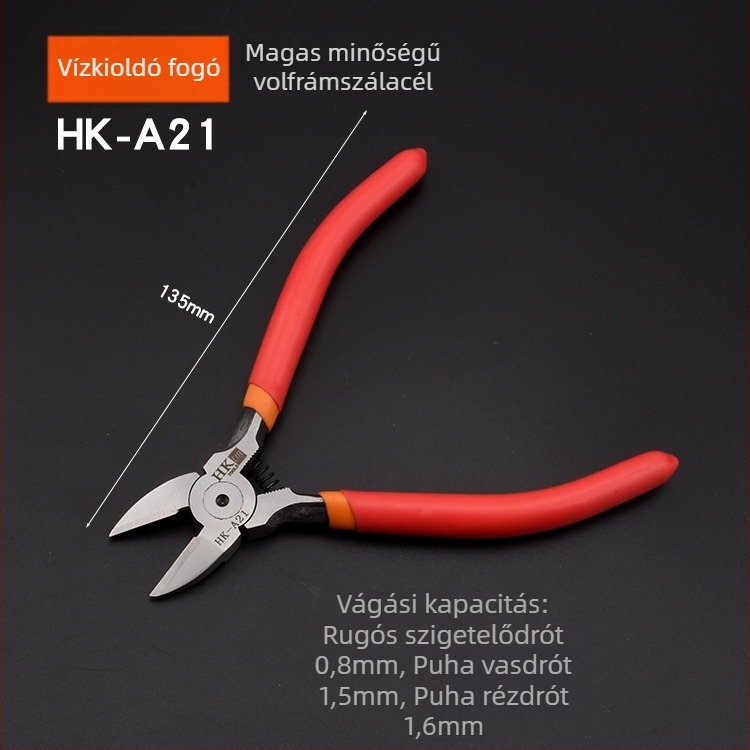 HK átlós fogó, anyag: wolfrám acél, tömeg 0.3, vágási átmérő 0.6, alkalmazható vas/acél/plasztik