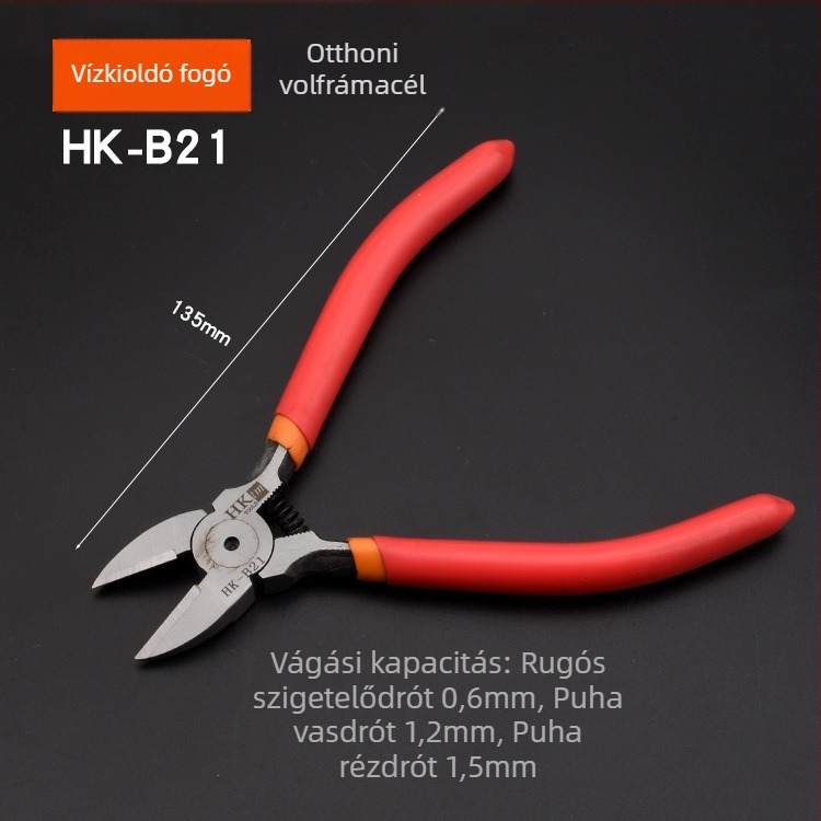 HK átlós fogó, anyag: wolfrám acél, tömeg 0.3, vágási átmérő 0.6, alkalmazható vas/acél/plasztik