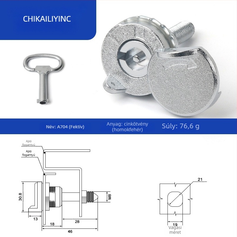 A705 nyelv-zár kültéri elosztó dobozhoz – cilinderzár, cinkötvözet, univerzális a dobozokhoz, modern letisztult dizájn