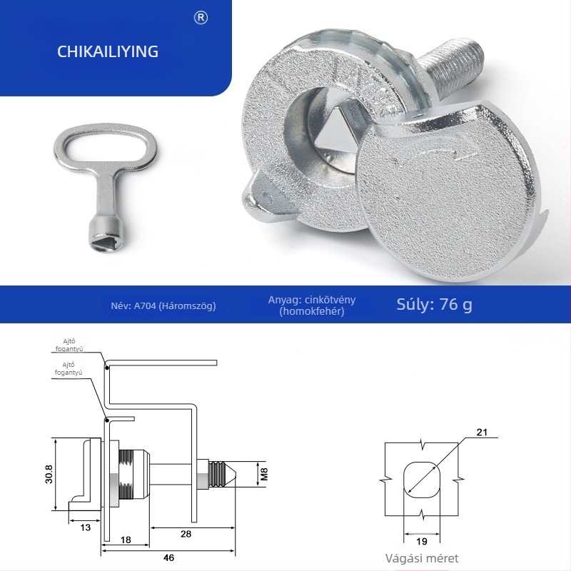 A705 nyelv-zár kültéri elosztó dobozhoz – cilinderzár, cinkötvözet, univerzális a dobozokhoz, modern letisztult dizájn