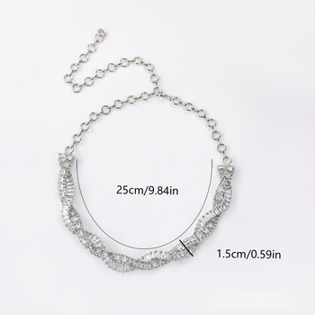 Levél alakú rhinestone függőkkel ellátott nyaklánc készlet, szabályos lánccal, szövéses technika, súly 39 g
