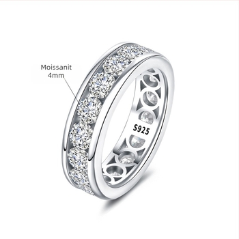Moissanit gyűrű 925-ös ezüstből | Geometriai unisex dizájn | Moissanite kövek díszítik | White Cloud Jewelry