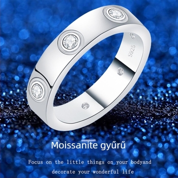 Moissanit gyűrű S925 ezüstből, uniszex, hullám- és U‑alakú kivitel, beépített moissanit