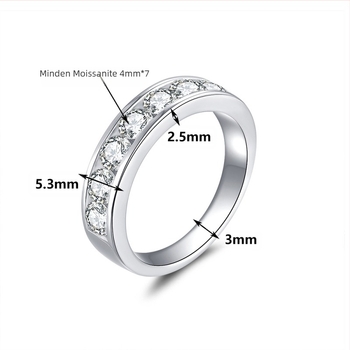 Gyűrű - 925 ezüst, geometriai dizájn, Moissanite kövek 4mm×7, aranyozott elektroplattal