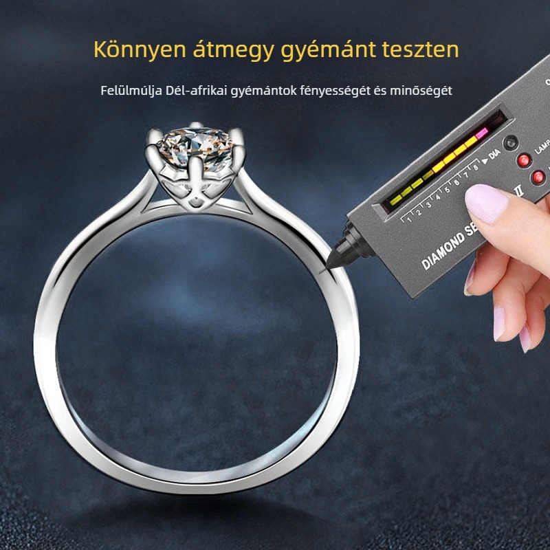 Moissanite gyűrű, hatfoglalatos minimalist geometriai dizájn, 0,5 ct, 925-ös sterling ezüst, GRA tanúsítvány