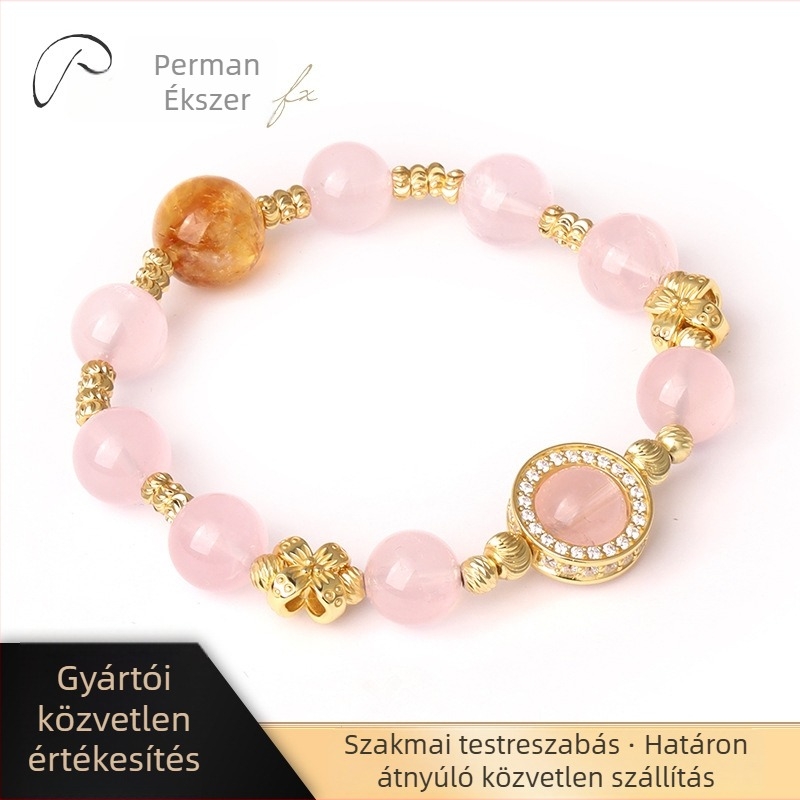Réz karkötő virágmotívummal, aranyozott mesterséges kövekkel, 11 darabos készlet