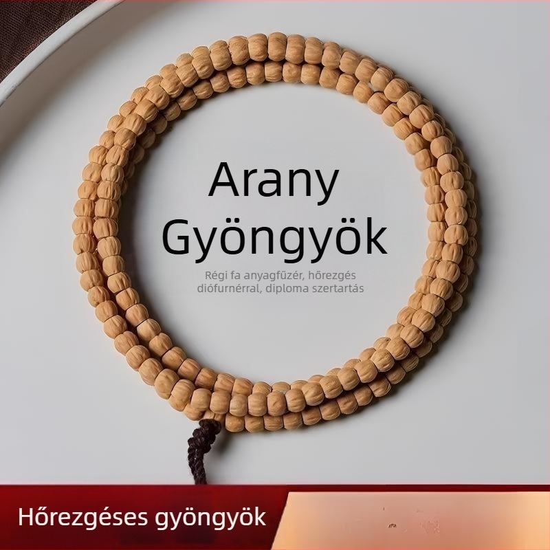 Kézzel készített rozsdamentes acél karkötő, 108 gyöngy, természet ihlette geometriai dizájn, uniszex