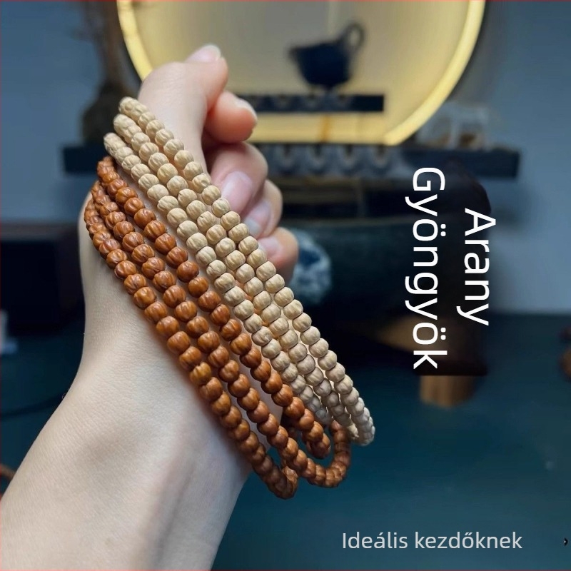 Kézzel készített rozsdamentes acél karkötő, 108 gyöngy, természet ihlette geometriai dizájn, uniszex