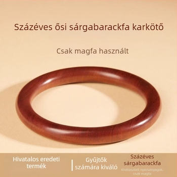 Nemes természetes stílusú barackfa fa karkötő nőknek, Taishan százéves barackfa, kerek tömör fa, tél 2024, termékkód Aa1002044614
