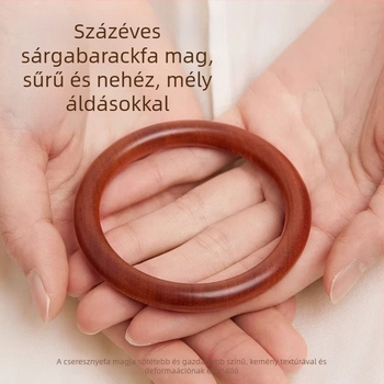 Nemes természetes stílusú barackfa fa karkötő nőknek, Taishan százéves barackfa, kerek tömör fa, tél 2024, termékkód Aa1002044614