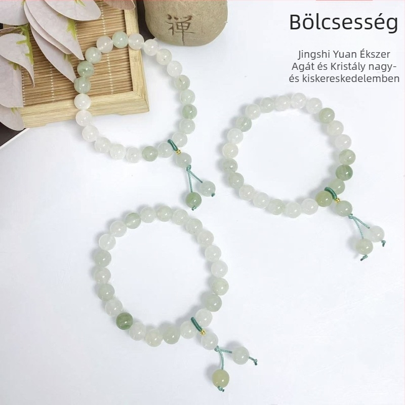 Tianshan jade karkötő, jégzöld színben, 8 mm gyöngyök, DIY ékszer