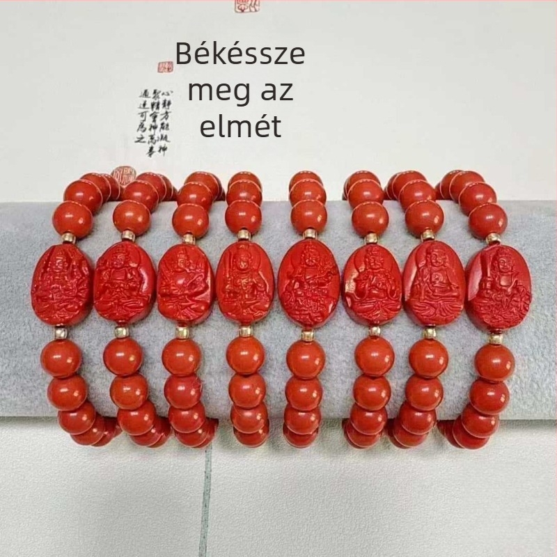Cinnabar karkötő – kézzel készített kerek gyöngyök, új kínai stílus, uniszex, Yiwu eredet