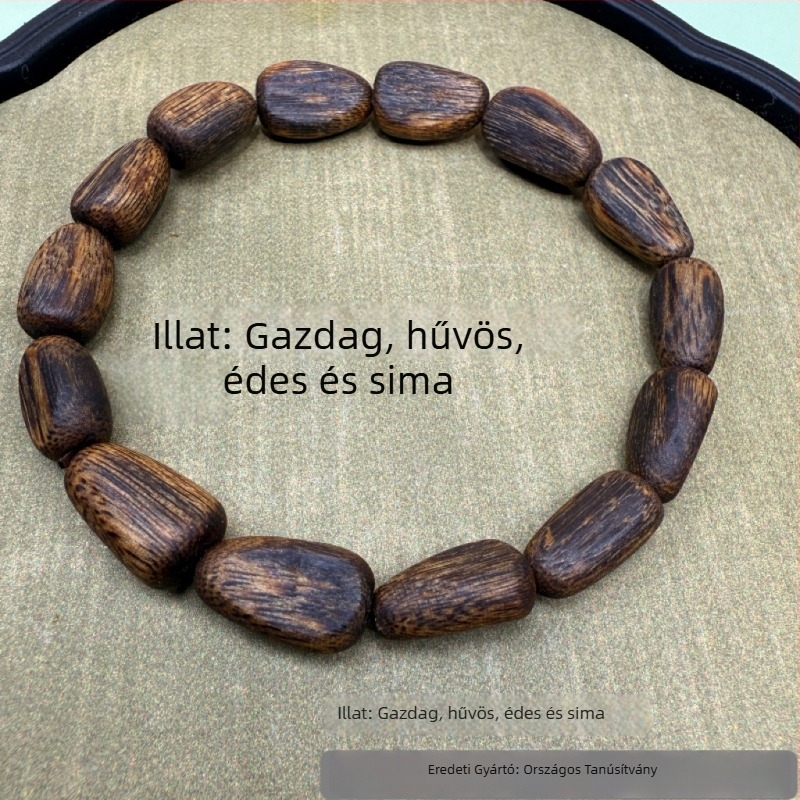 Karkötő - Vintage unisex Hainan Qinan agarwood bucket beads, kézzel készített, 22 gyöngy