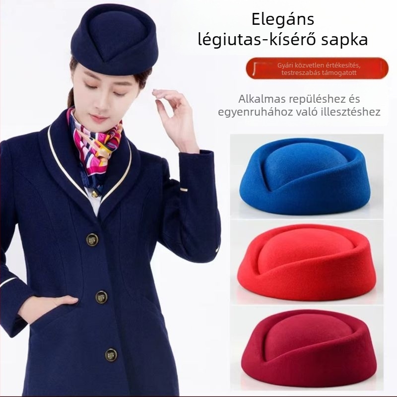 Női Topper sapka, gyapjú, kupola koronával, Eaves stílusú karima, monoszín mintázat