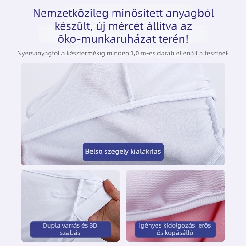 Élelmiszeripari munkavédelmi sapka porvédő kapucnival, elasztikus kendő és fülkapcsokkal, uniszex