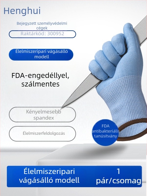 Élelmiszer-minőségű HPPE vágásálló kesztyűk – Henghui, élelmiszeripari feldolgozásra, vágásvédelem és kopásállóság