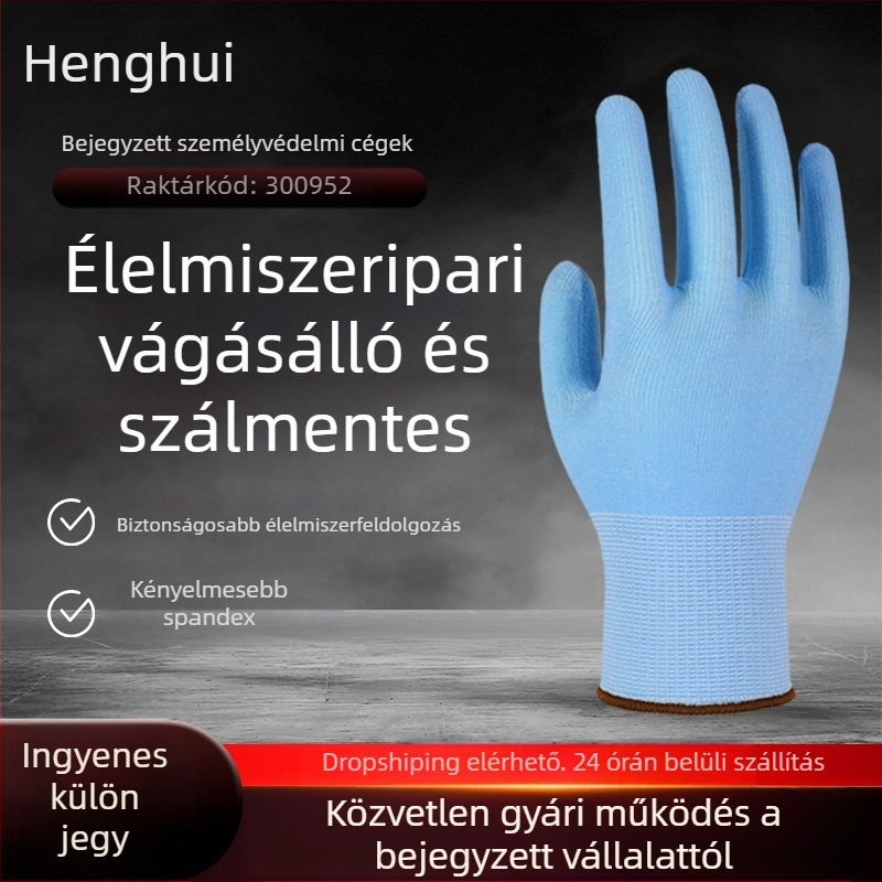 Élelmiszer-minőségű HPPE vágásálló kesztyűk – Henghui, élelmiszeripari feldolgozásra, vágásvédelem és kopásállóság