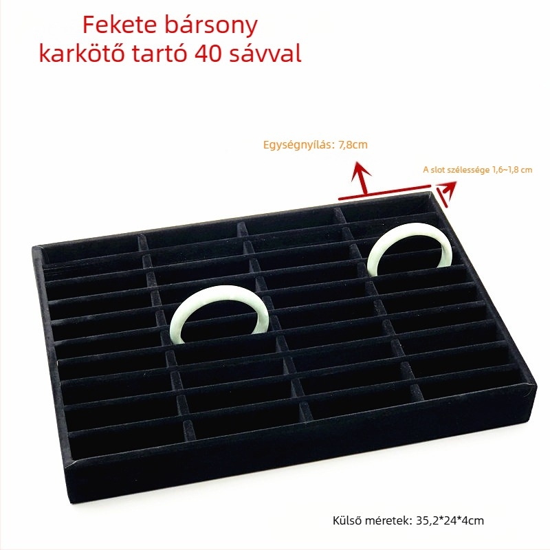 Karkötő kiállító tálca 40 rekeszessel, fémből, 2023 tavasz, termékkód Dhrzdcch