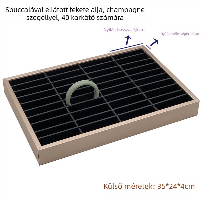 Karkötő kiállító tálca 40 rekeszessel, fémből, 2023 tavasz, termékkód Dhrzdcch