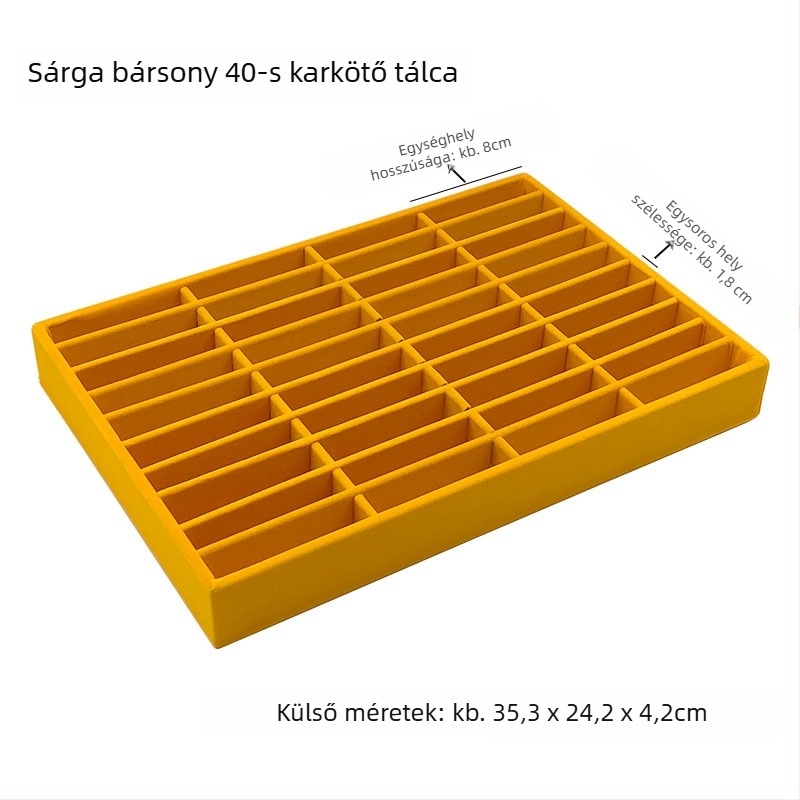 Karkötő kiállító tálca 40 rekeszessel, fémből, 2023 tavasz, termékkód Dhrzdcch