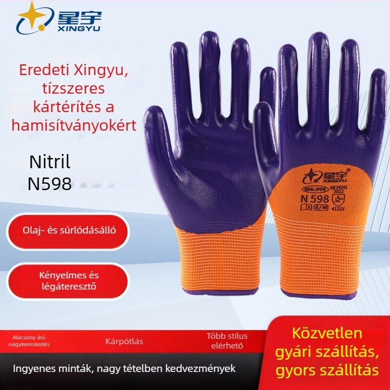 Xingyu N598 nitrilbevonatú védőkesztyűk — kopásállóak, csúszásmentesek, olajállóak, lélegzők, kéz védelme