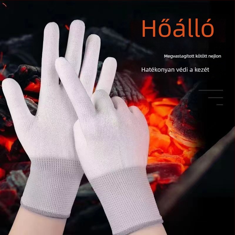 Nylon BBQ kesztyű, hőálló, izolált, védelem az olajfröccsenés ellen