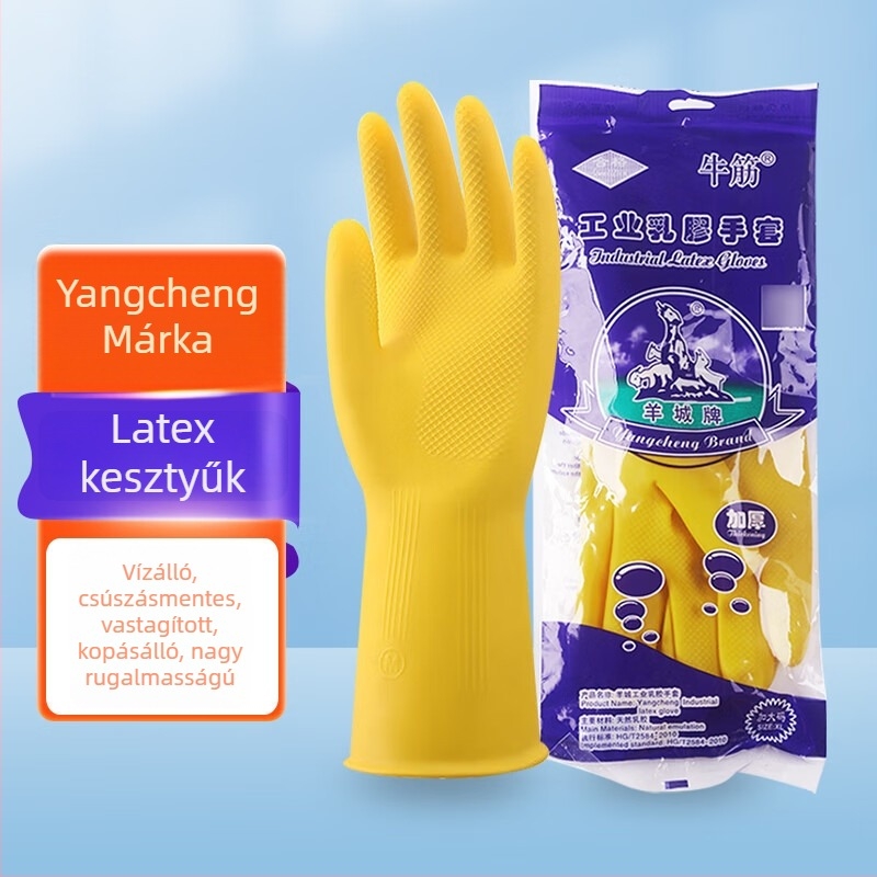 Yangcheng Ipari latex kesztyűk – megvastagított, vízálló, olajálló, dombornyomott, csúszásmentes