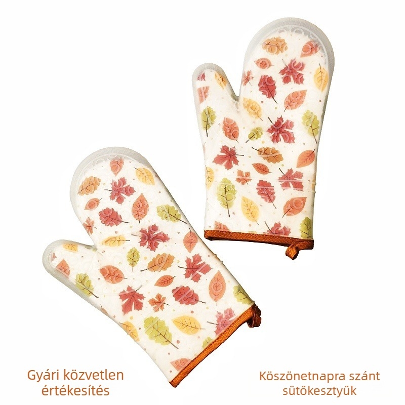 Konyhai szilikon kesztyű textil béléssel, hőálló, csúszásmentes, sütéshez