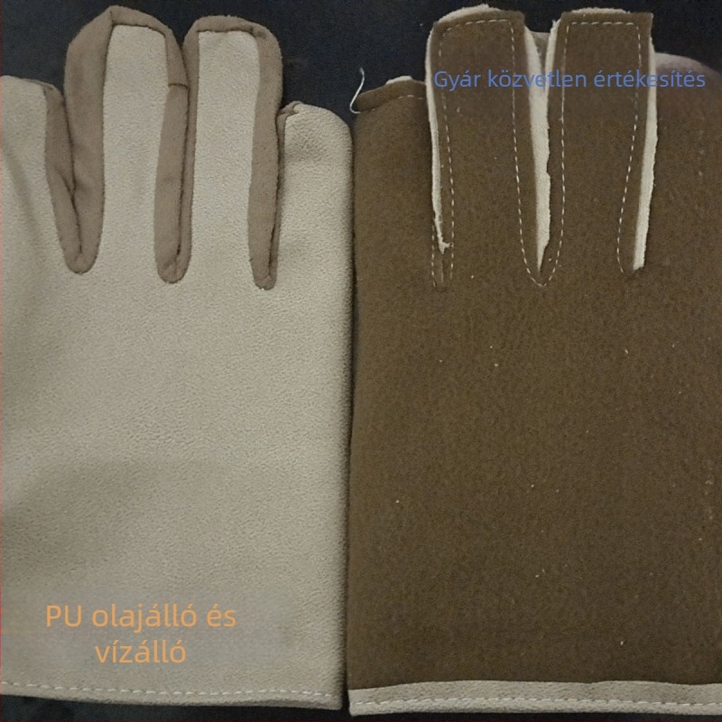 Tehénbőrből készült munkavédelmi kesztyű – kopásálló, vízálló, olajálló, vastagított kivitel