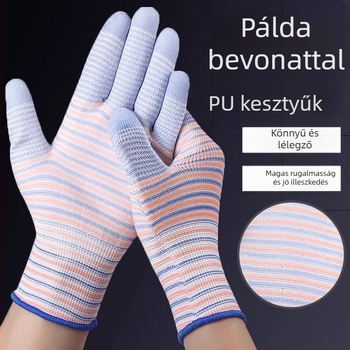 Zebramintás PU-bevonatú tenyérkesztyű, légáteresztő és kopásálló, nylonos bevonatú védelem (Márka: Neck strength; Funkció: Egyéb; Alkalmazási terület: Egyéb)