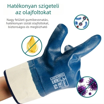 Nitrilbevonású munkavédelmi kesztyűk, vízállóak, olajállóak, kopásállóak