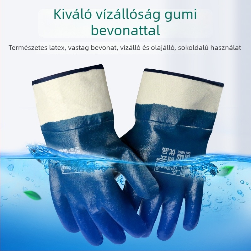 Nitrilbevonású munkavédelmi kesztyűk, vízállóak, olajállóak, kopásállóak