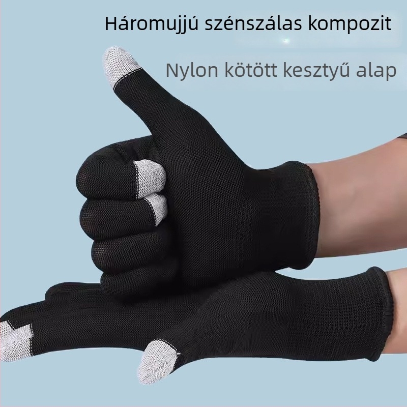 Dengyue érintőképernyős nylon kesztyű karbon szálas maggal, vékony, légáteresztő, 210 g, általános használatra