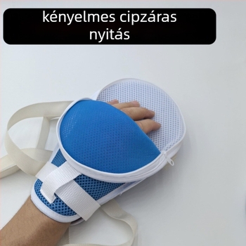 Zipzáros, lélegző restrikciós kesztyűk betegek és idősek számára — karcolás elleni, húzás elleni, beépített karcolásvédő lemez, rögzített pántok, Anyag: Poliészter rost