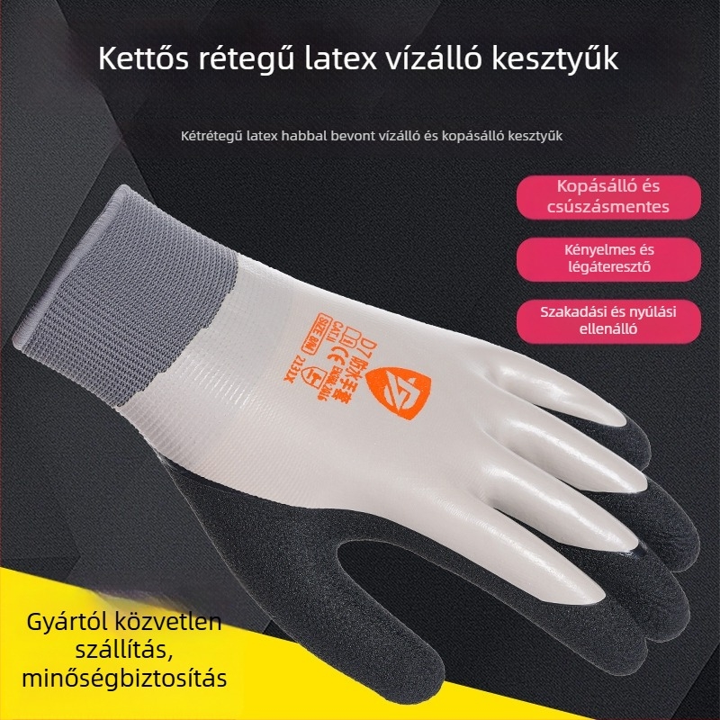Zegu Kétrétegű Munkakesztyűk, Olajálló és Vízálló, Kopásálló és Csúszásmentes, Nehézipar, Halászat és Akvakultúra Számára (Márka: Zegu; Funkció: Nehézipar, halászat, akvakultúra; Súly: 69; Használat: Kopásálló és csúszásmentes)