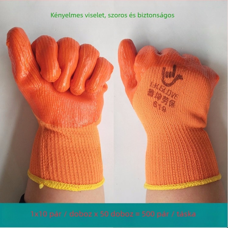Lu Kun munkakesztyűk, PVC-bevonattal, terry fonal, csúszásmentes, kopásálló, meleg