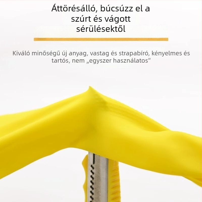 Latex kesztyű háztartási feladatokra – vízálló, olajálló és csúszásmentes; súly 80-100; egyenként csomagolva; mindennapi otthoni használatra.