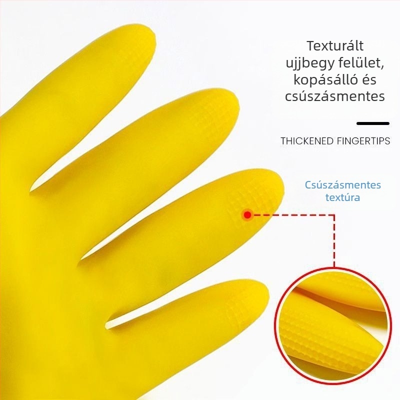 Latex kesztyű háztartási feladatokra – vízálló, olajálló és csúszásmentes; súly 80-100; egyenként csomagolva; mindennapi otthoni használatra.
