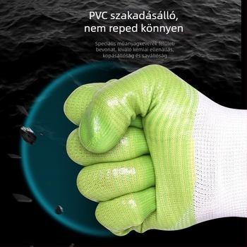 Ipari védő kesztyűk, olajálló, kopásálló, PVC-bevonatú, csúszásmentes és vízálló.