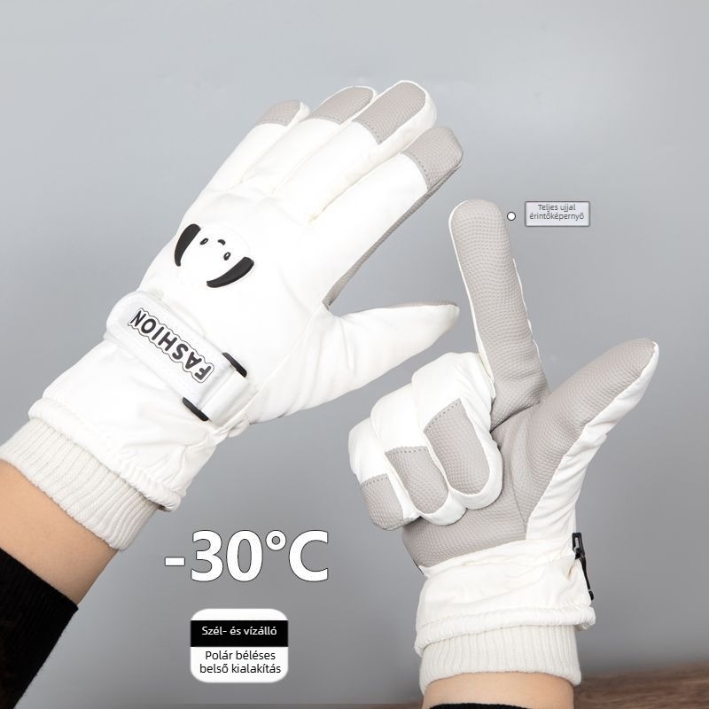 Női kerékpáros és téli kesztyűk, szélálló, vízálló, érintőképernyő-kompatibilis, pamut-ice silk keverék