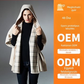 Kapucnis köpenykendő | Poliészter, warp-kötés, rácsos mintázat, melegen tartó, téli szezon